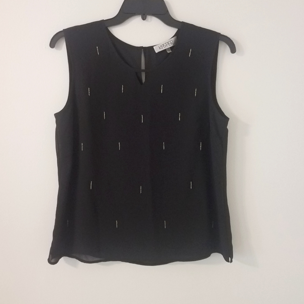 Kasper Sleeveless Beaded Shell Size Large